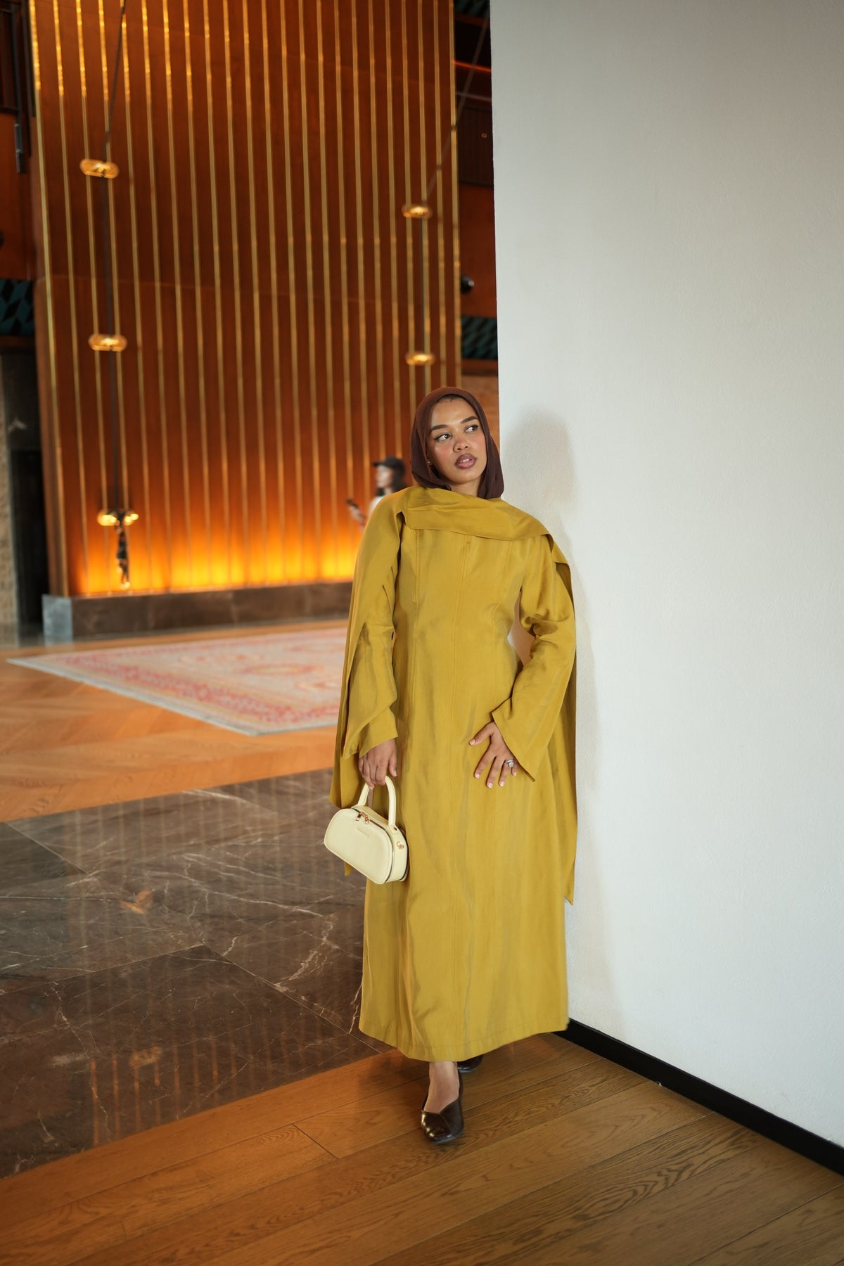 The Cape Dress in Mustard