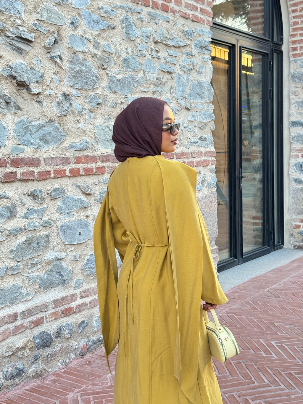 The Cape Dress in Mustard