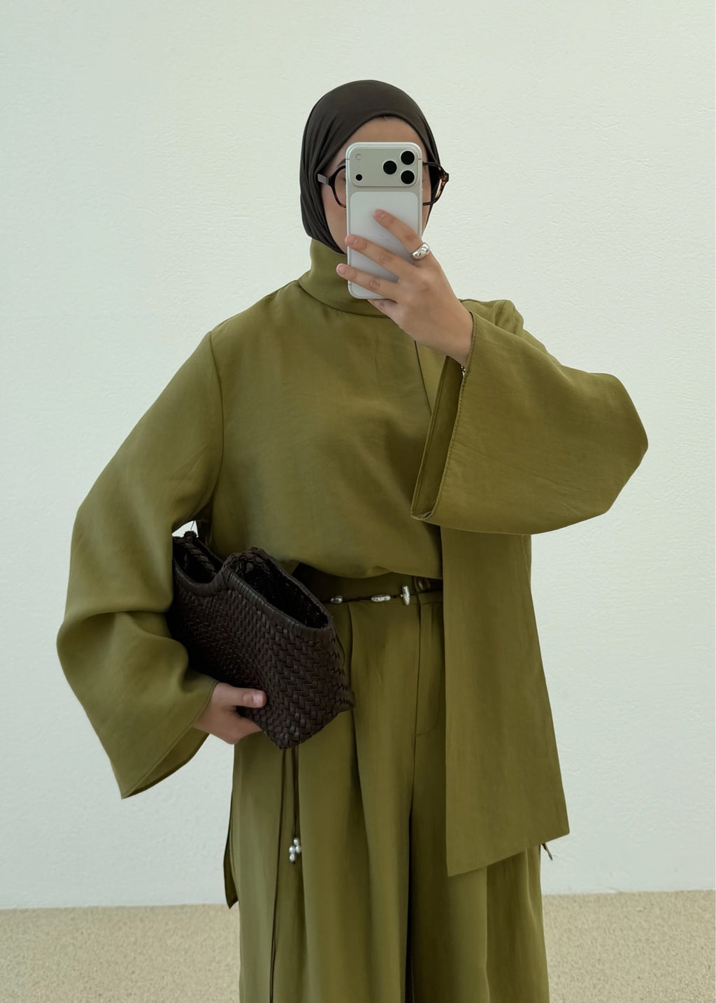 The Drape Set in khaki Green